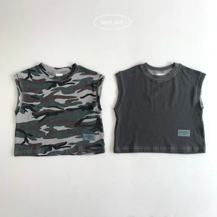 Saint Doll - Korean Children Fashion - #designkidswear - Sleeveless Label Tee