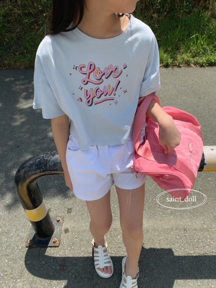 Saint Doll - Korean Children Fashion - #kidsshorts - Love You Crop Tee - 10