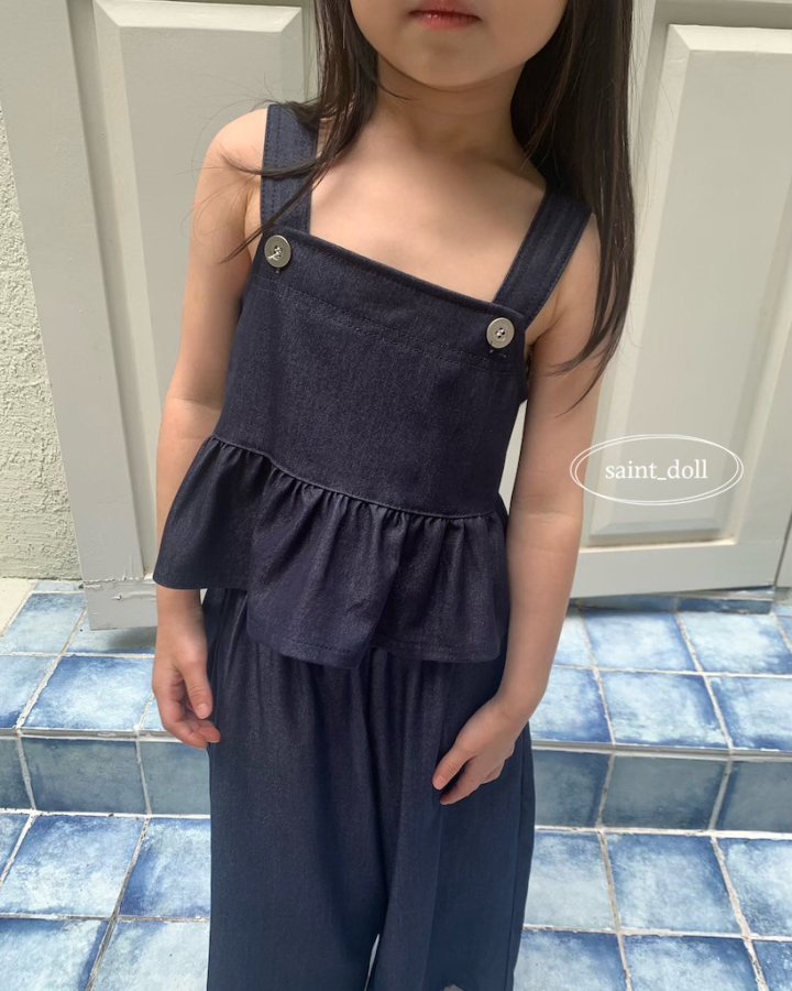 Saint Doll - Korean Children Fashion - #kidsshorts - Denim Frill Top - 6