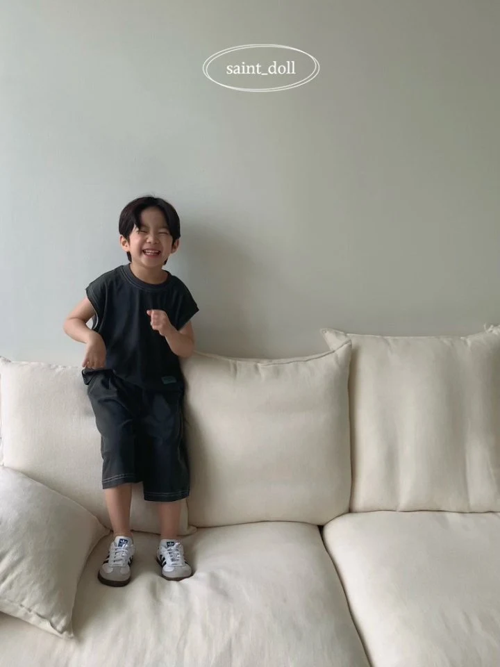 Saint Doll - Korean Children Fashion - #todddlerfashion - Sleeveless Label Tee - 12