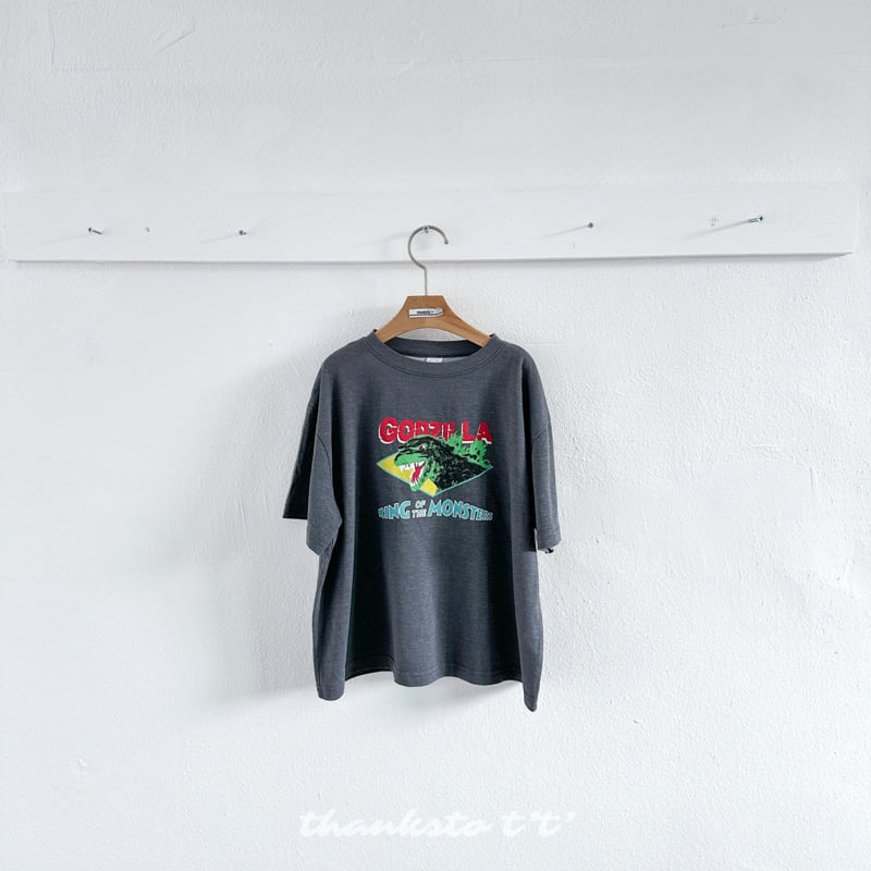 Thanksto TT - Korean Children Fashion - #kidsshorts - Godzilla Tee