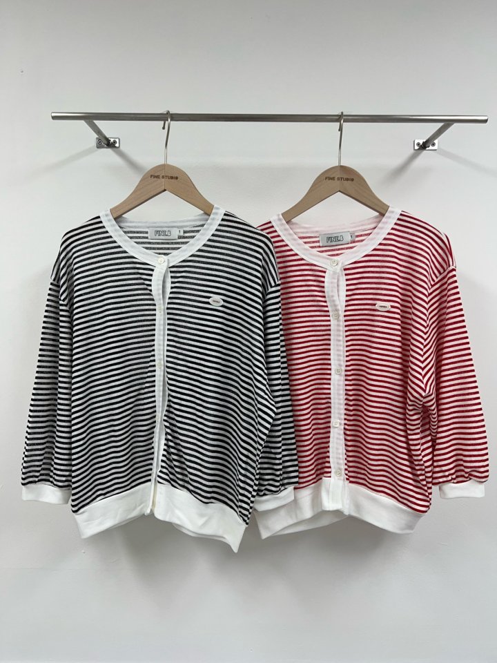 The Fine.b - Korean Women Fashion - #momslook - Stripe Crop Cardigan - 10