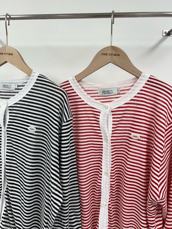 The Fine.b - Korean Women Fashion - #womensfashion - Stripe Crop Cardigan - 11