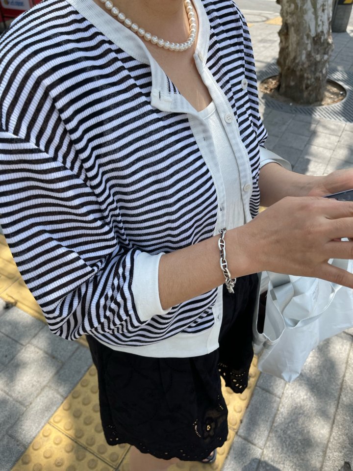 The Fine.b - Korean Women Fashion - #womensfashion - Stripe Crop Cardigan - 9