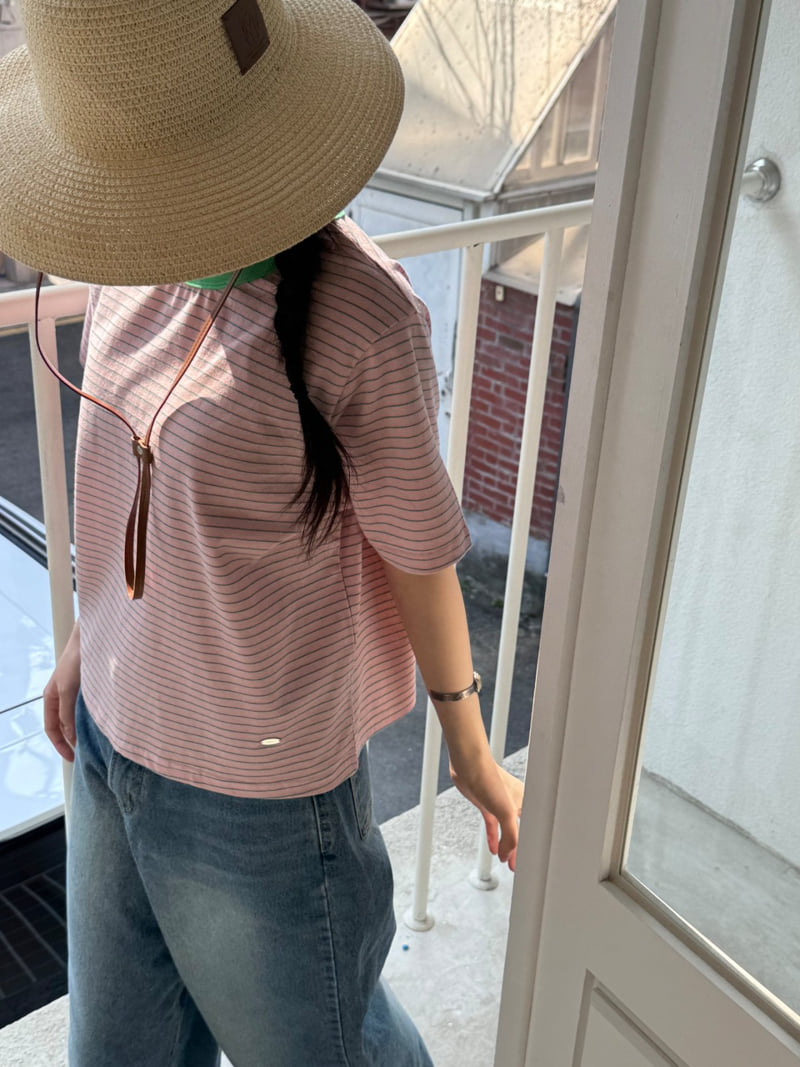 Theres - Korean Women Fashion - #momslook - Single-Tone Contrast Tee - 2