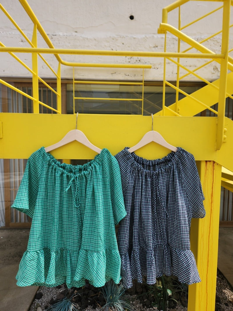 Theres - Korean Women Fashion - #momslook - Check Blouse