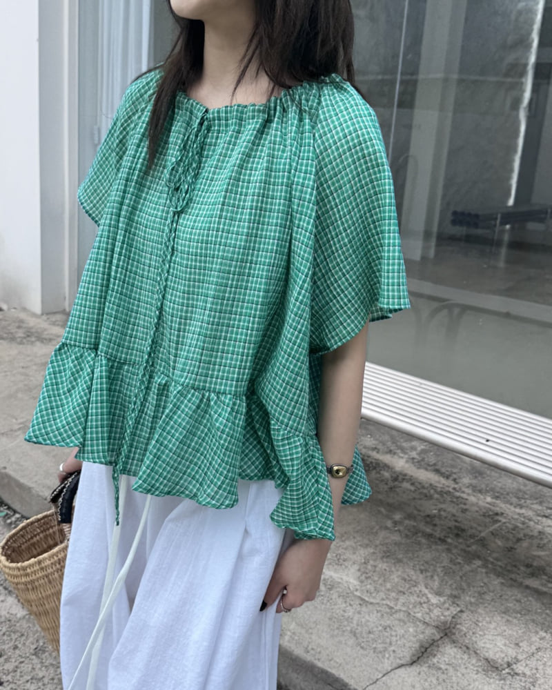 Theres - Korean Women Fashion - #momslook - Check Blouse - 5