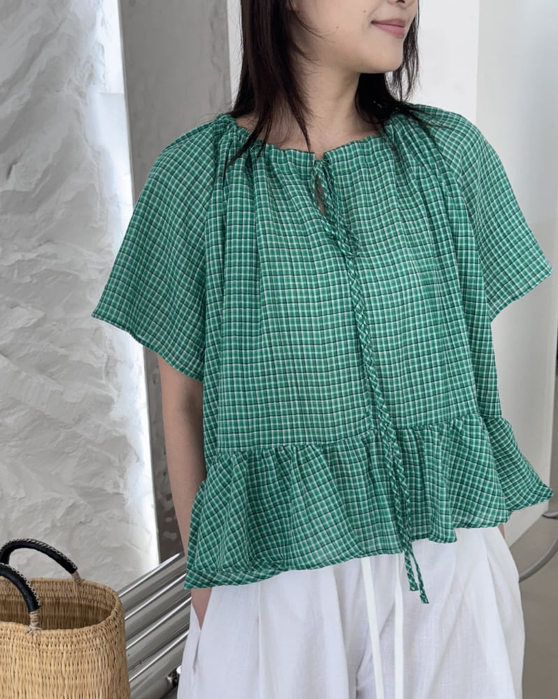 Theres - Korean Women Fashion - #momslook - Check Blouse - 7