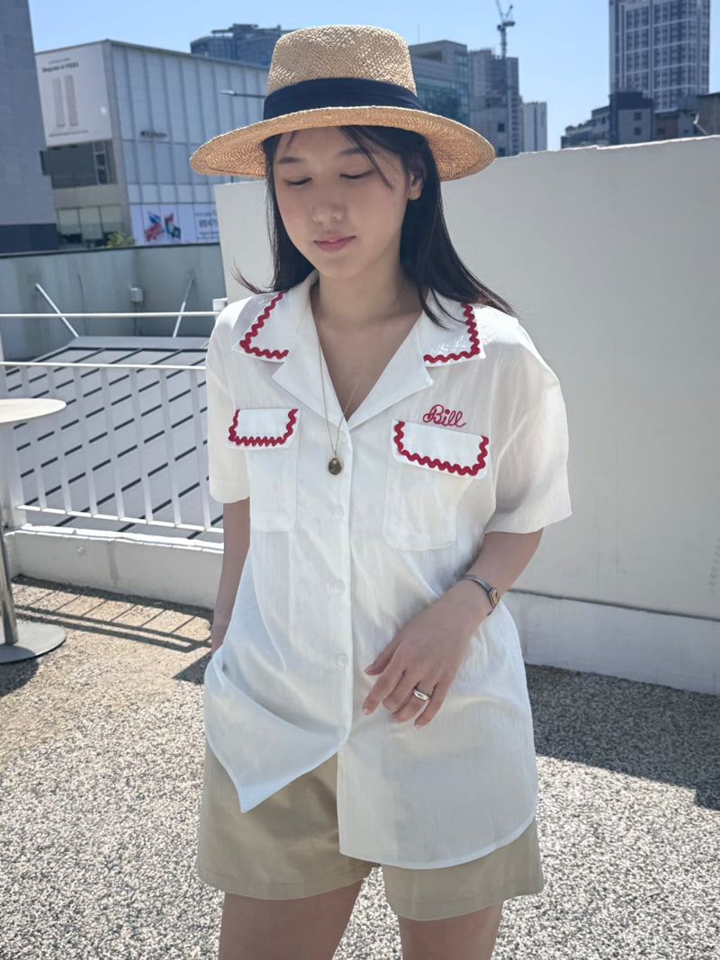 Theres - Korean Women Fashion - #momslook - Bil Embroidery Shirt - 3