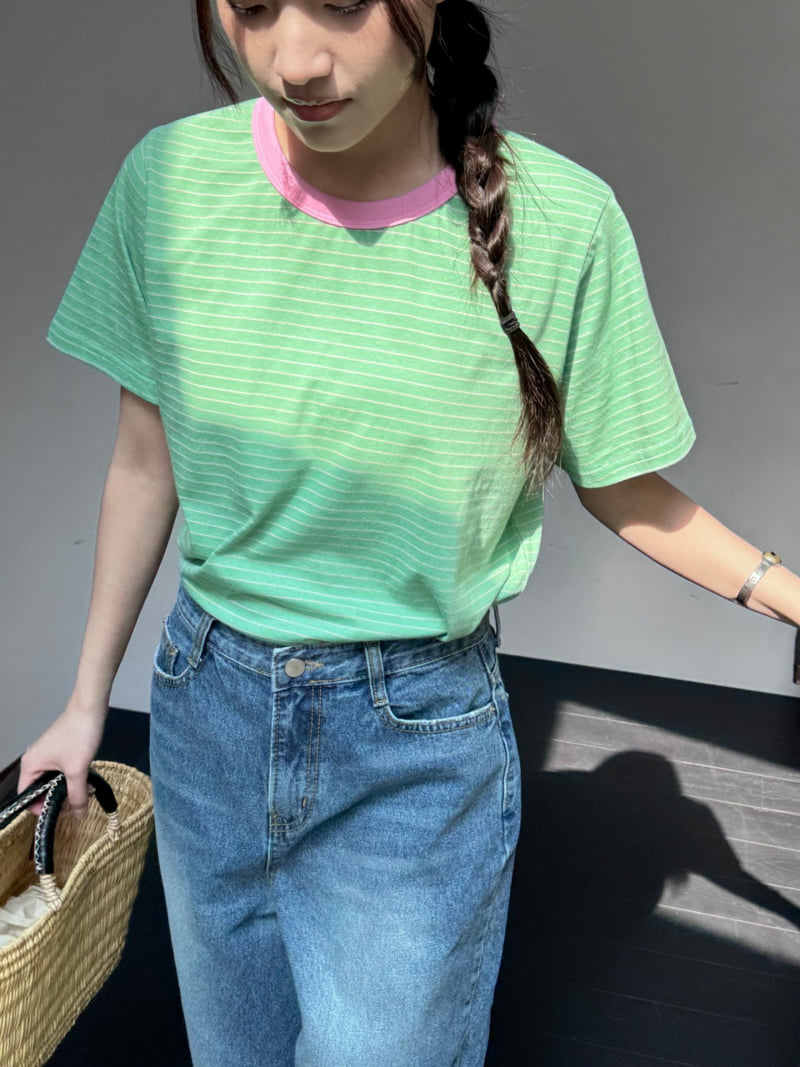 Theres - Korean Women Fashion - #womensfashion - Single-Tone Contrast Tee - 3