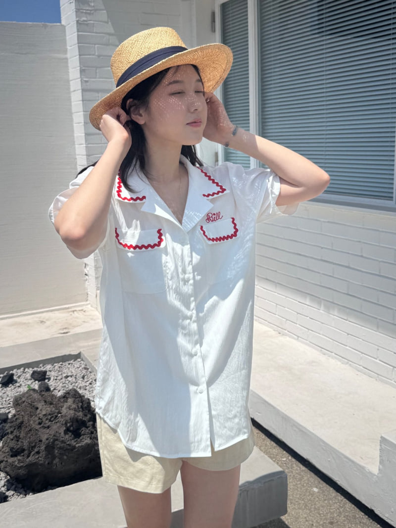 Theres - Korean Women Fashion - #womensfashion - Bil Embroidery Shirt - 2