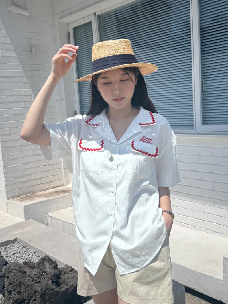 Theres - Korean Women Fashion - #momslook - Bil Embroidery Shirt - 4