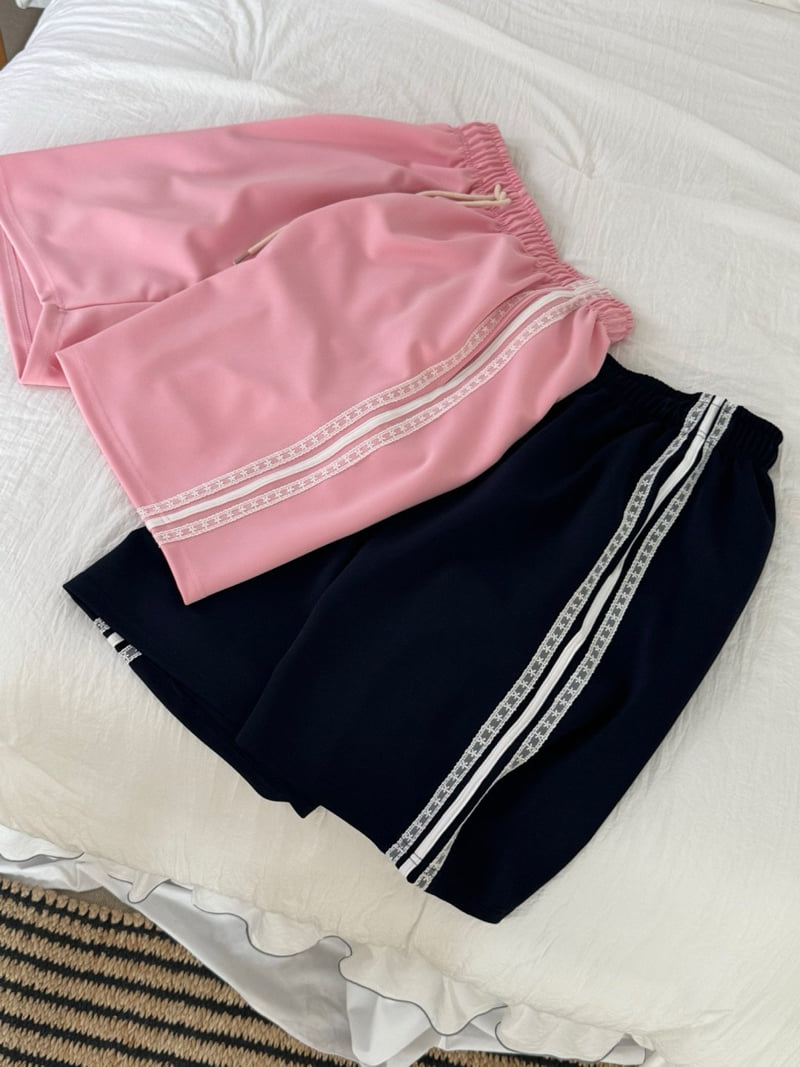 Toll - Korean Women Fashion - #momslook - Lace Track Pants - 8