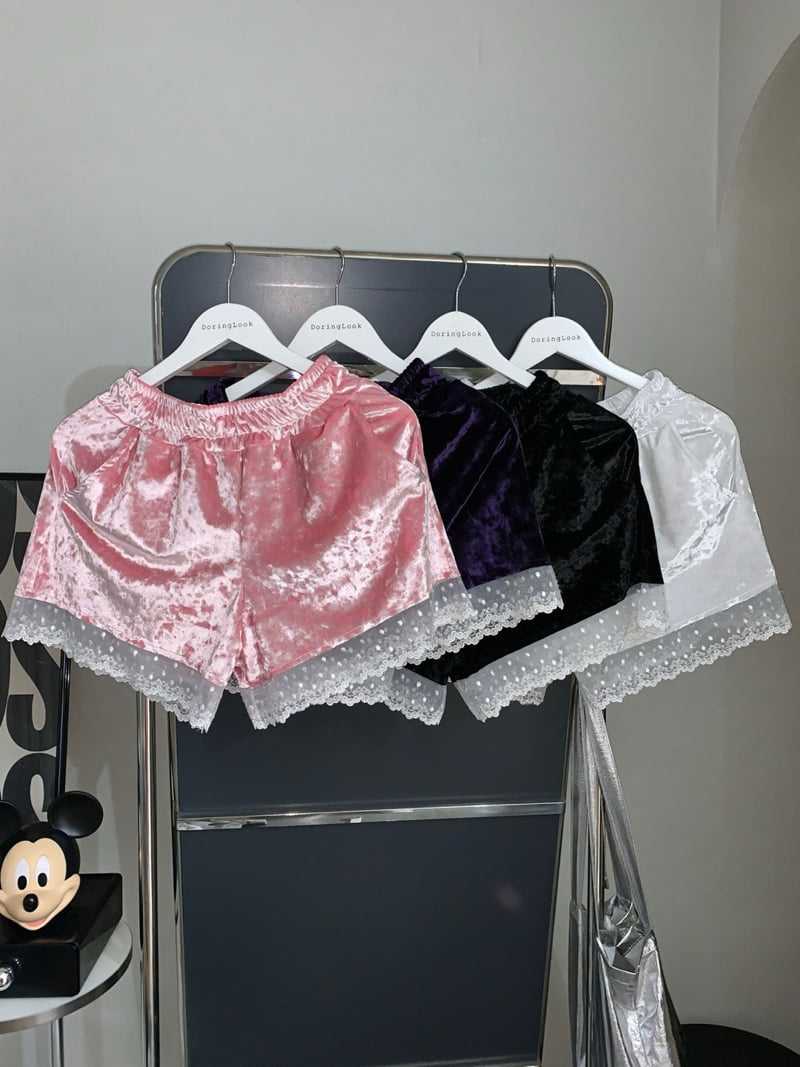 Toll - Korean Women Fashion - #momslook - Velvet Half Pants