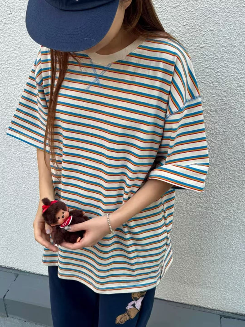 Toll - Korean Women Fashion - #momslook - Multi Guy Loofah Tee
