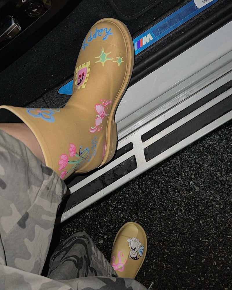 Toll - Korean Women Fashion - #momslook - Tall Painting Rain Boots