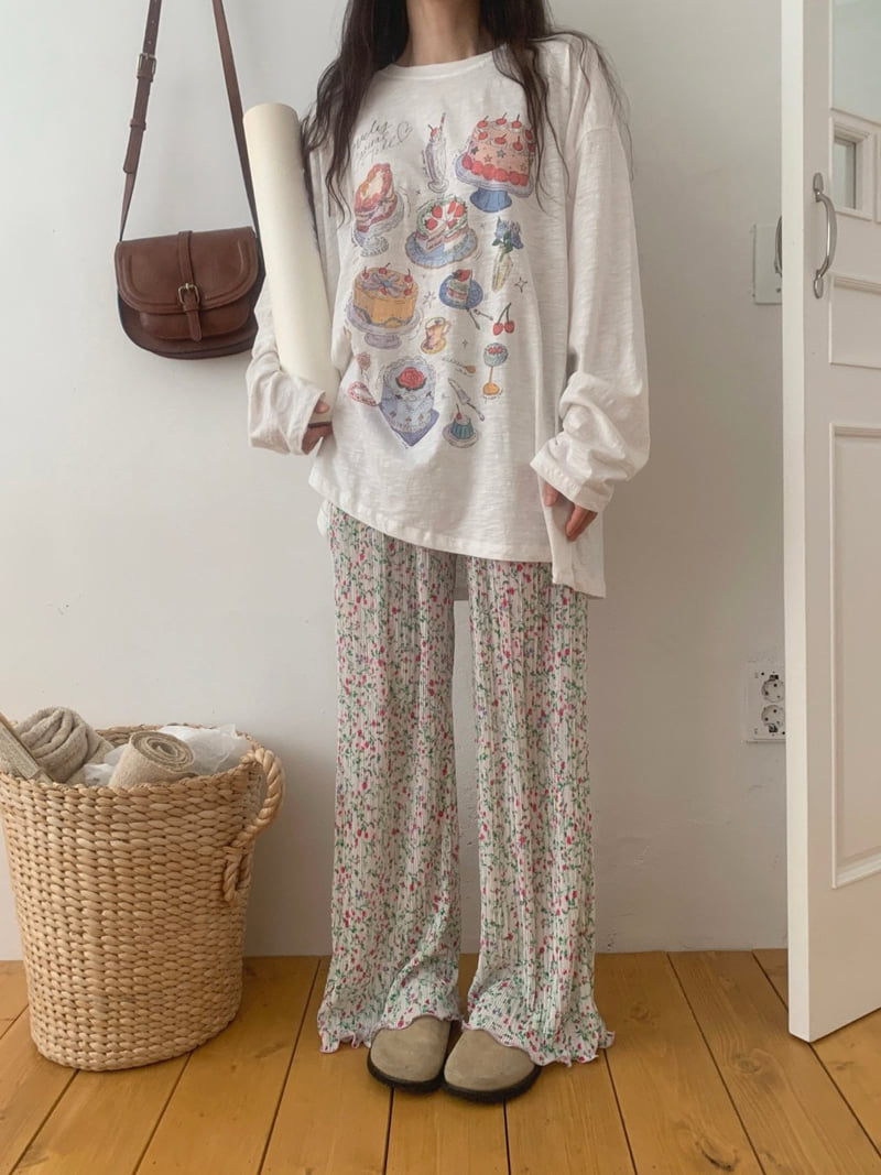 Toll - Korean Women Fashion - #momslook - Small Flower Pleats Pants - 6