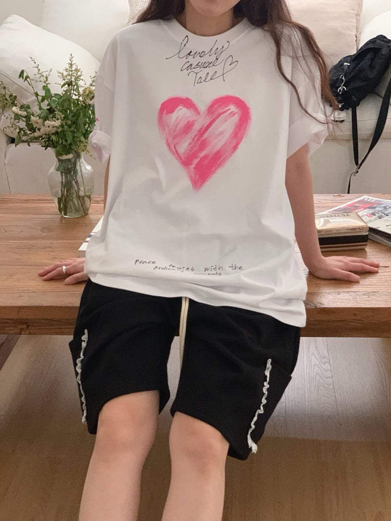 Toll - Korean Women Fashion - #momslook - Hand Painting Tee - 6