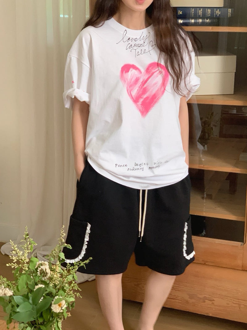 Toll - Korean Women Fashion - #momslook - Hand Painting Tee - 8