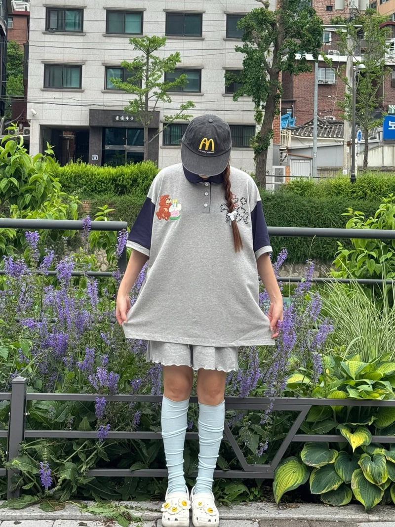 Toll - Korean Women Fashion - #vintagekidsstyle - Embroidered Collar Tee - 9