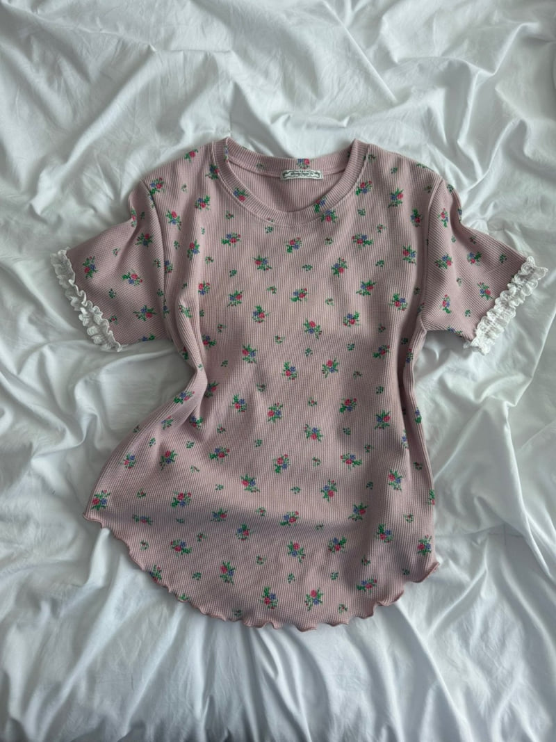 Toll - Korean Women Fashion - #womensfashion - Small Flower Lace Tee - 3