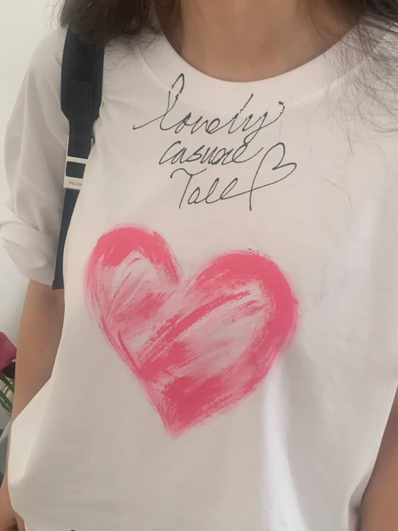 Toll - Korean Women Fashion - #womensfashion - Hand Painting Tee - 9