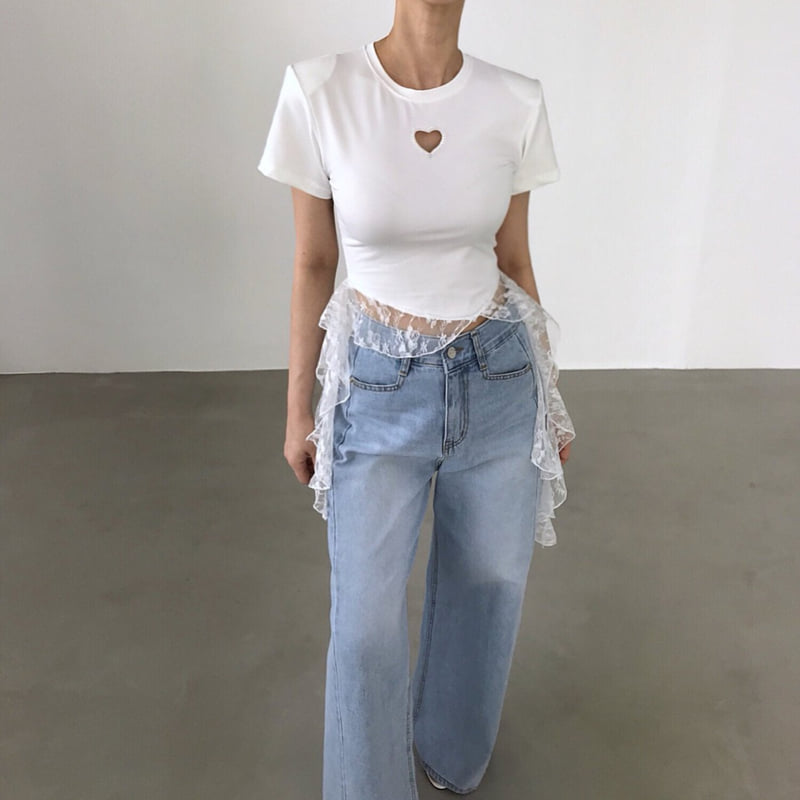 Twomoon - Korean Women Fashion - #momslook - Cali Heart Tee