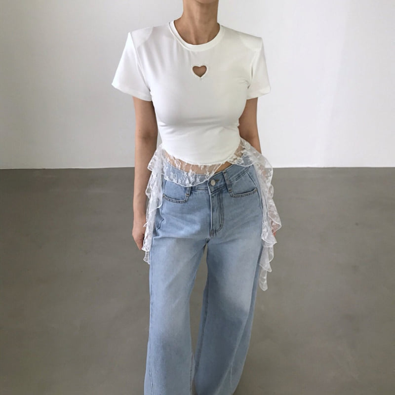 Twomoon - Korean Women Fashion - #momslook - Cali Heart Tee - 3