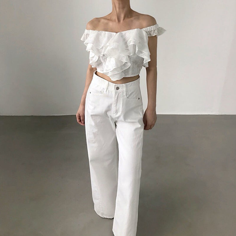 Twomoon - Korean Women Fashion - #momslook - Rose Frill Top