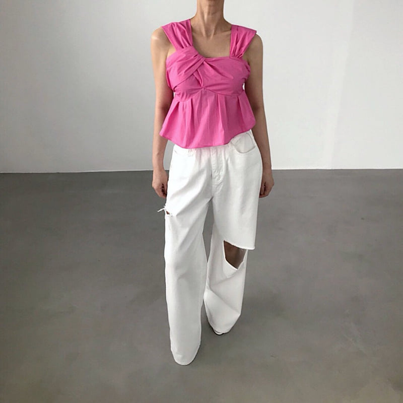 Twomoon - Korean Women Fashion - #momslook - Dolce Asymmetric Sleeveless Top - 5
