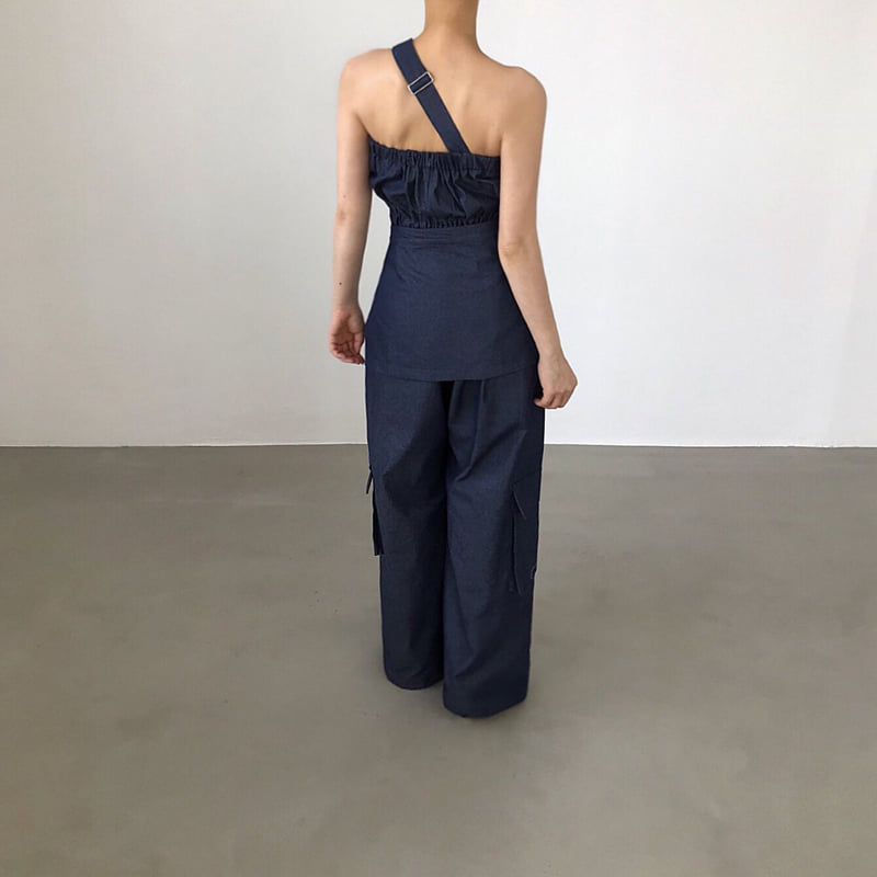 Twomoon - Korean Women Fashion - #momslook - One-shoulder Bustier Jumpsuit - 10