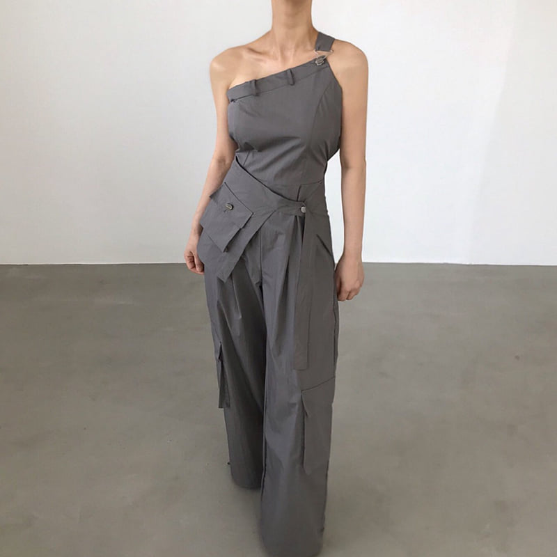 Twomoon - Korean Women Fashion - #momslook - One-shoulder Bustier Jumpsuit - 12