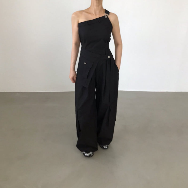 Twomoon - Korean Women Fashion - #womensfashion - One-shoulder Bustier Jumpsuit - 4