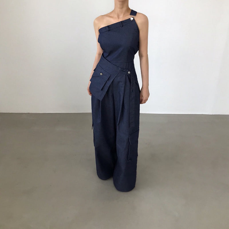 Twomoon - Korean Women Fashion - #momslook - One-shoulder Bustier Jumpsuit - 6