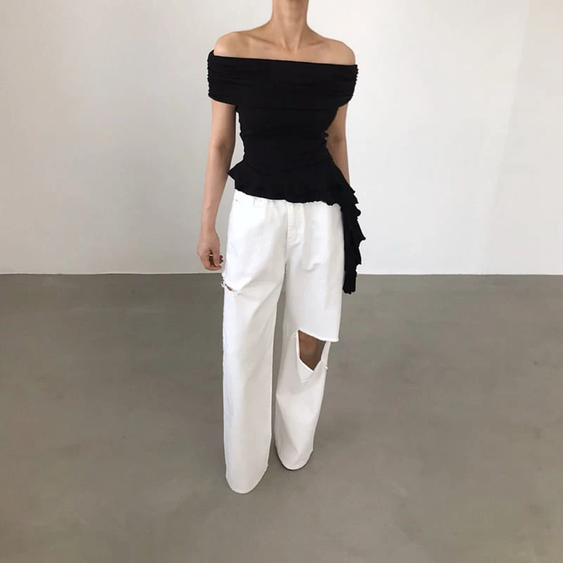 Twomoon - Korean Women Fashion - #momslook - Ellen Off-shoulder Top - 9