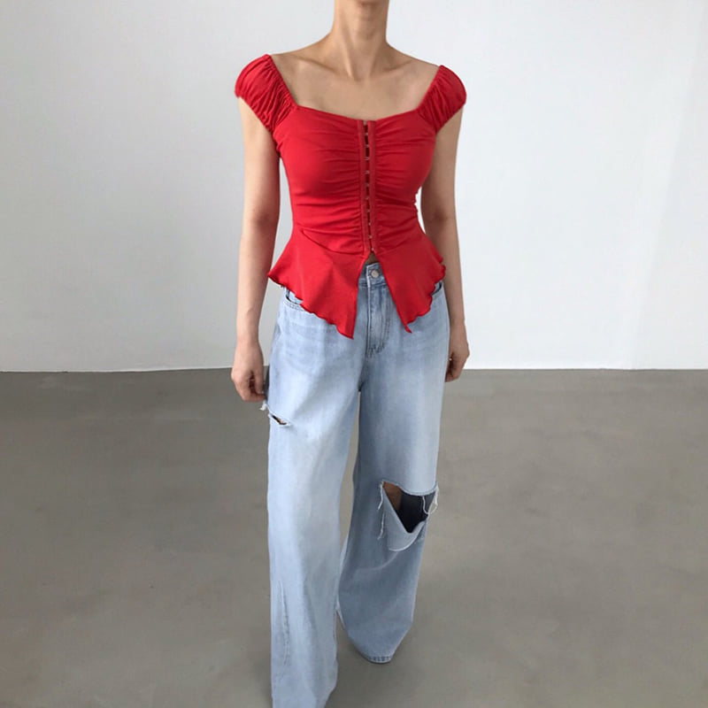 Twomoon - Korean Women Fashion - #thatsdarling - Neris Shirring Top - 4