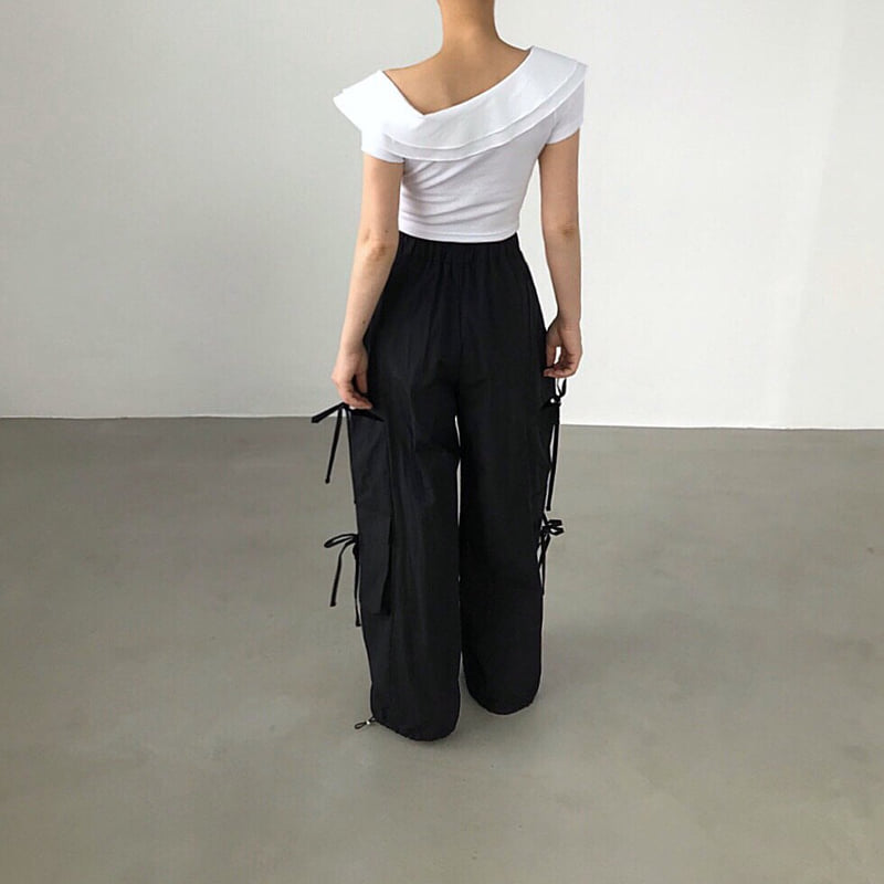Twomoon - Korean Women Fashion - #vintageinspired - Bona Asymmetric Tee - 3