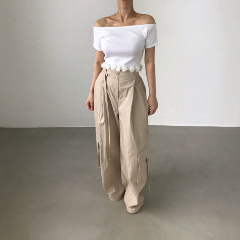 Twomoon - Korean Women Fashion - #vintageinspired - Rose Off-shoulder Tee - 2
