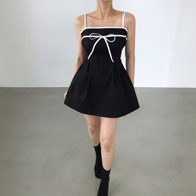 Twomoon - Korean Women Fashion - #womensfashion - Cookies Cream Ribbon One-piece