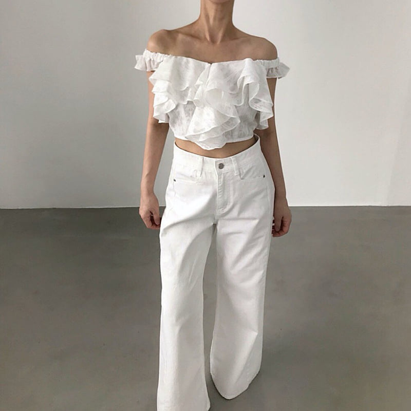 Twomoon - Korean Women Fashion - #momslook - Rose Frill Top - 4