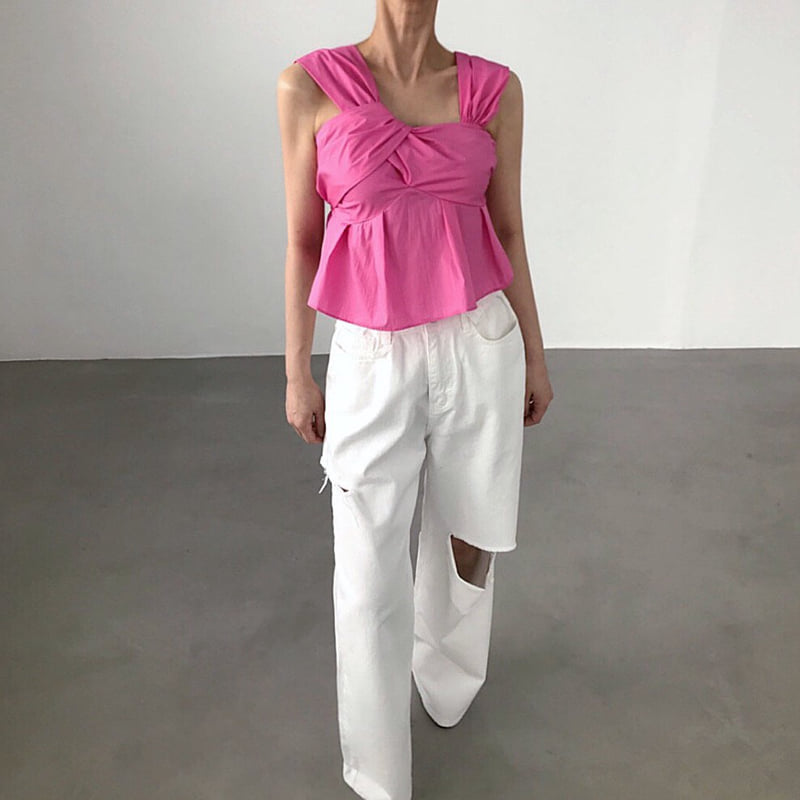 Twomoon - Korean Women Fashion - #womensfashion - Dolce Asymmetric Sleeveless Top - 2