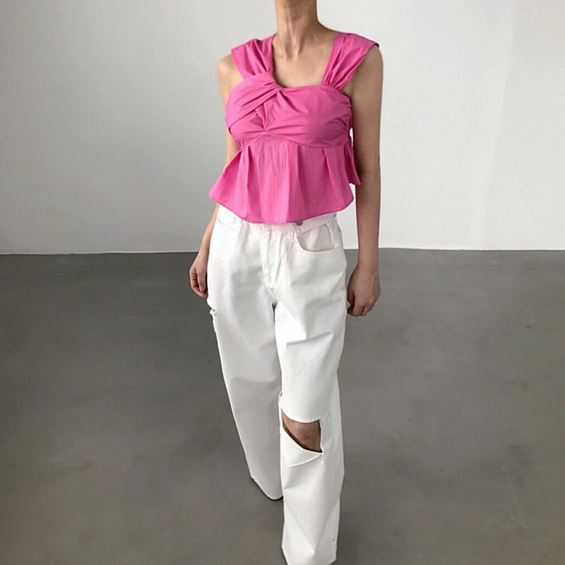 Twomoon - Korean Women Fashion - #momslook - Dolce Asymmetric Sleeveless Top - 4