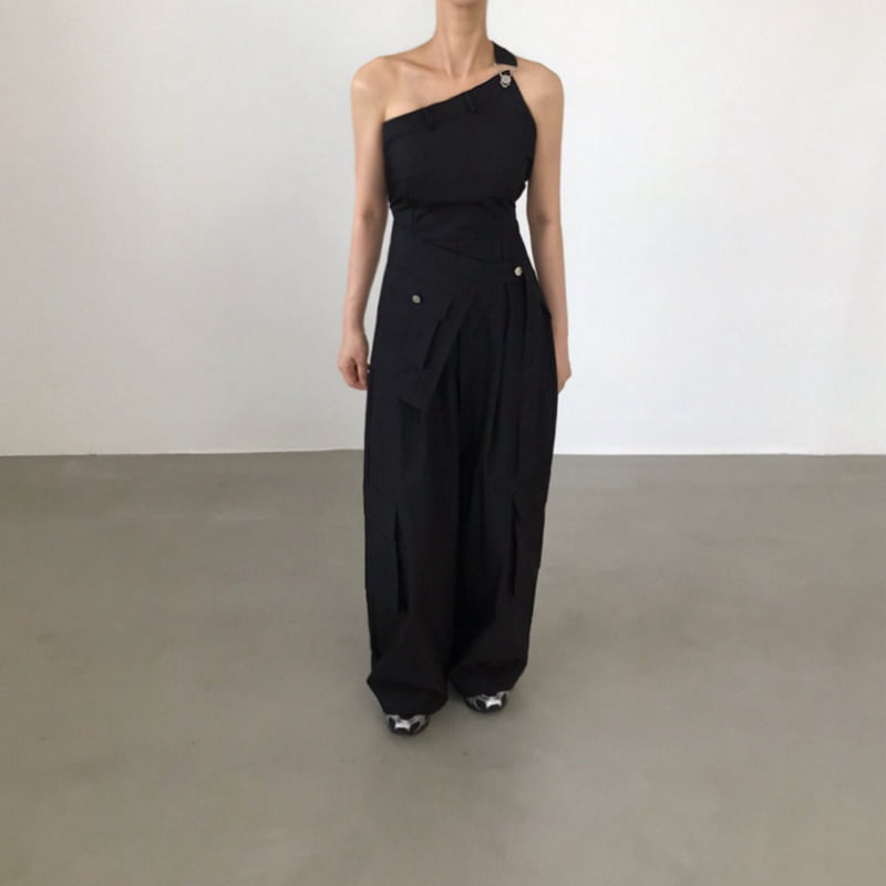 Twomoon - Korean Women Fashion - #womensfashion - One-shoulder Bustier Jumpsuit - 5