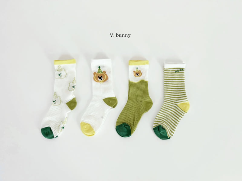 V Bunny - Korean Children Fashion - #Kfashion4kids - Stripe Bear Socks Set