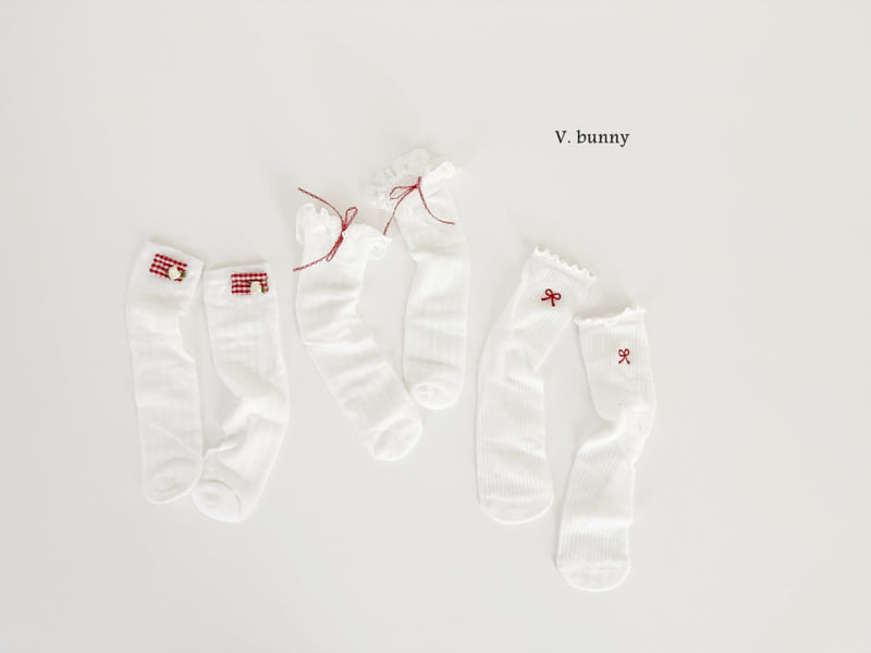 V Bunny - Korean Children Fashion - #Kfashion4kids - Red Point Socks Set - 9