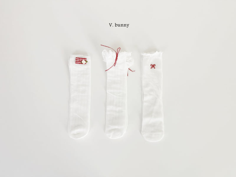 V Bunny - Korean Children Fashion - #childofig - Red Point Socks Set
