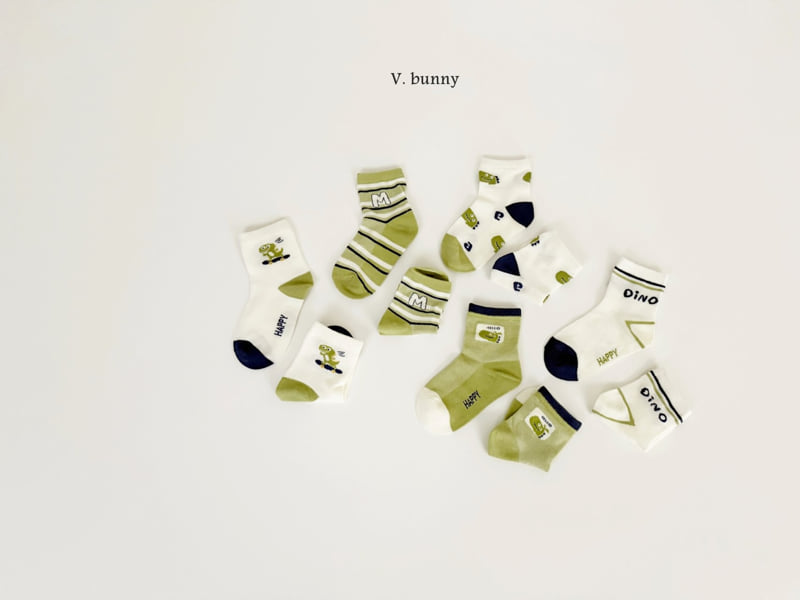 V Bunny - Korean Children Fashion - #childrensboutique - Dino M Socks Set - 11