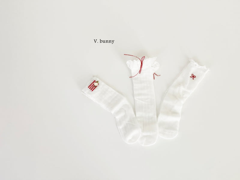V Bunny - Korean Children Fashion - #childrensboutique - Red Point Socks Set - 2