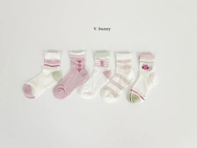 V Bunny - Korean Children Fashion - #kidsstore - Heart Bee Socks Set