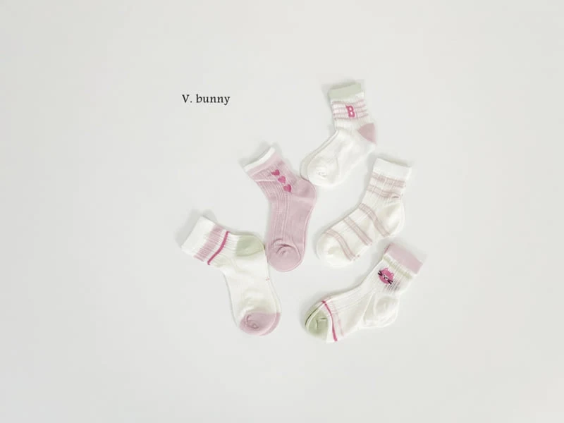 V Bunny - Korean Children Fashion - #kidzfashiontrend - Heart Bee Socks Set - 2